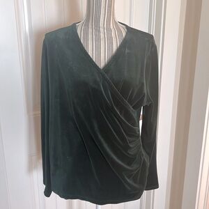 Hunter green velour cross cross top